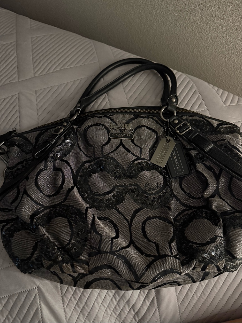 Coach Women's Black Sequin Signature Tote